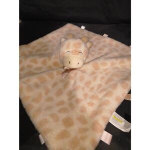 Kellytoy giraffe plush security blanket lovey cream tan animal print rattle 14"